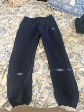 abercrombie kids Navy Blue Fleece Joggers with Whale Emblem